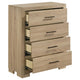 Poxy Tall Dresser Chest with 4 Drawers | Nickel Metal | Oak Brown Wood