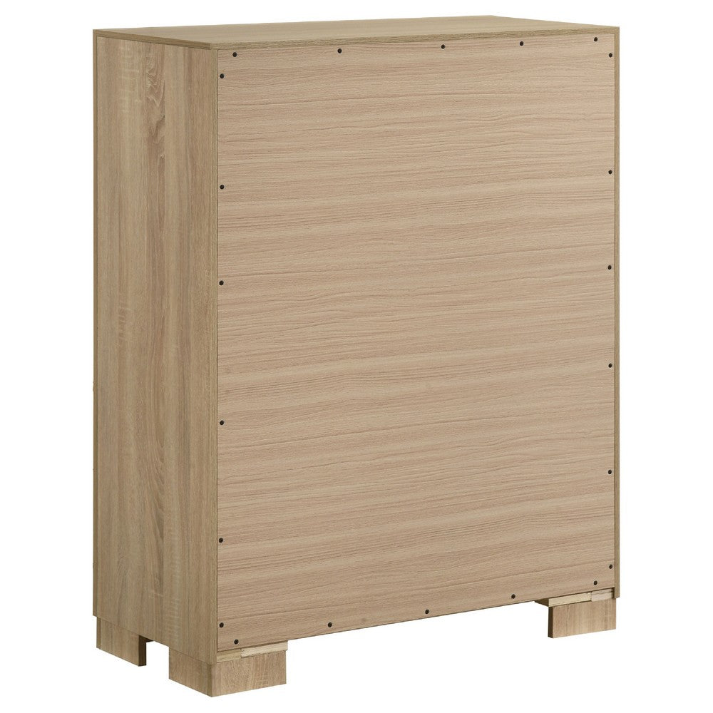 Poxy Tall Dresser Chest with 4 Drawers | Nickel Metal | Oak Brown Wood