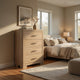 Poxy Tall Dresser Chest with 4 Drawers | Nickel Metal | Oak Brown Wood