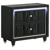 Maren Nightst& with 2 LED Drawers | USB Port | Black Velvet 28"