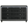 Maren Wide Dresser | 8 Drawers & LED Light | Black Tufted Velvet | Glass Top