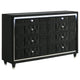 Maren Wide Dresser | 8 Drawers & LED Light | Black Tufted Velvet | Glass Top