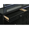 Maren Wide Dresser | 8 Drawers & LED Light | Black Tufted Velvet | Glass Top