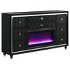 Maren Wide Dresser  8 Drawers & LED Flame Box | Black Velvet