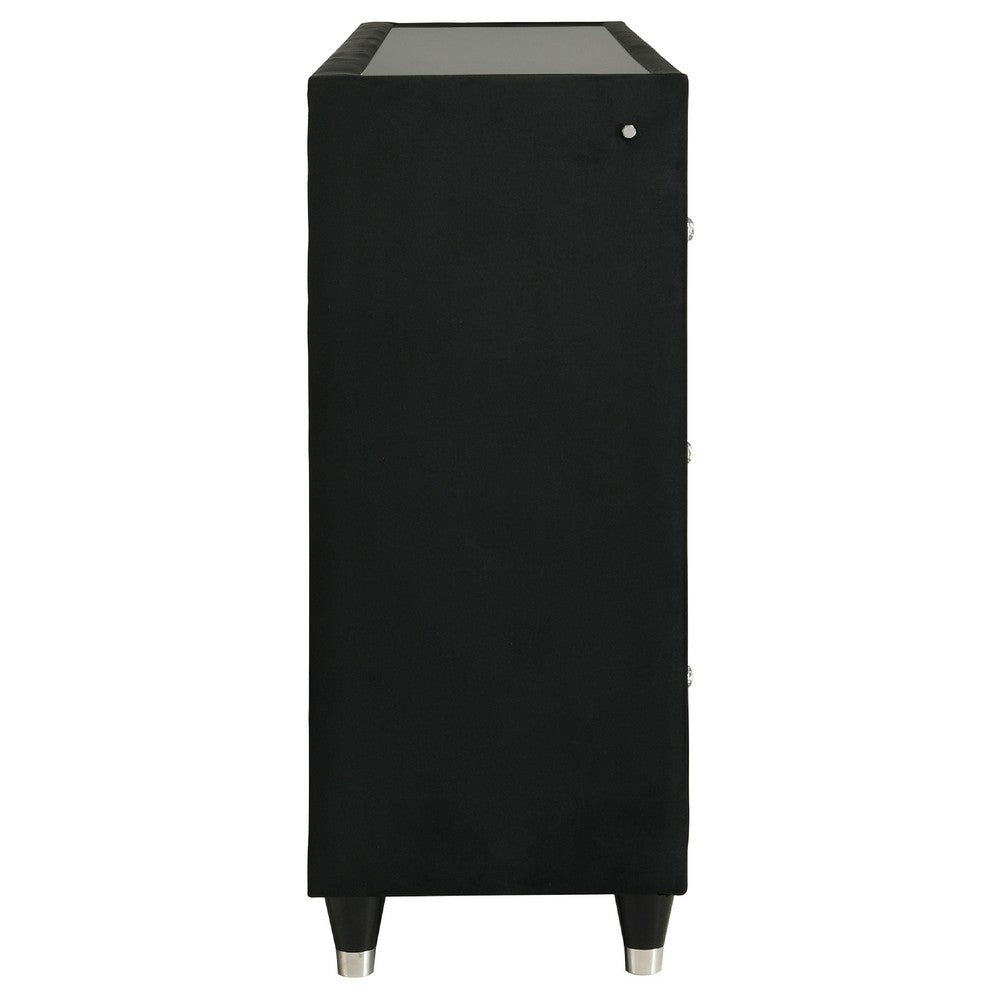 Maren Wide Dresser  8 Drawers & LED Flame Box | Black Velvet