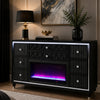 Maren Wide Dresser  8 Drawers & LED Flame Box | Black Velvet