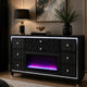 Maren Wide Dresser  8 Drawers & LED Flame Box | Black Velvet