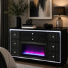 Maren Wide Dresser  8 Drawers & LED Flame Box | Black Velvet