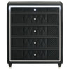Maren Tall Dresser Chest | 5 Drawers & LED Light | Black Tufted Velvet