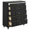 Maren Tall Dresser Chest | 5 Drawers & LED Light | Black Tufted Velvet