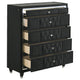 Maren Tall Dresser Chest | 5 Drawers & LED Light | Black Tufted Velvet