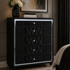 Maren Tall Dresser Chest | 5 Drawers & LED Light | Black Tufted Velvet
