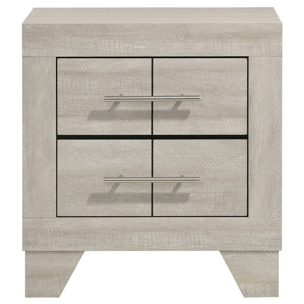 Qanto Rustic Nightst& with 2 Drawers | Chrome H&les | Cream Wood