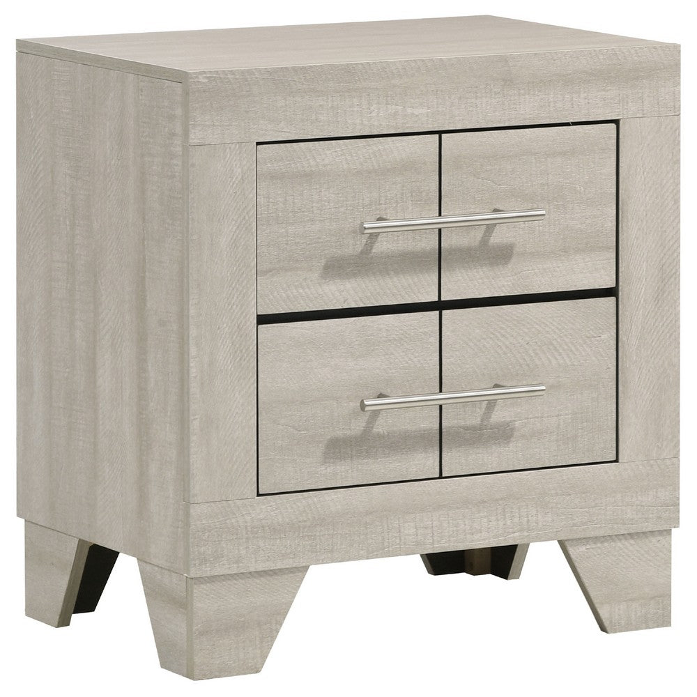 Qanto Rustic Nightst& with 2 Drawers | Chrome H&les | Cream Wood