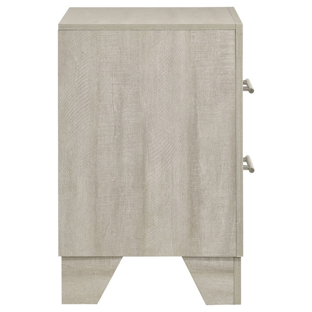 Qanto Rustic Nightst& with 2 Drawers | Chrome H&les | Cream Wood