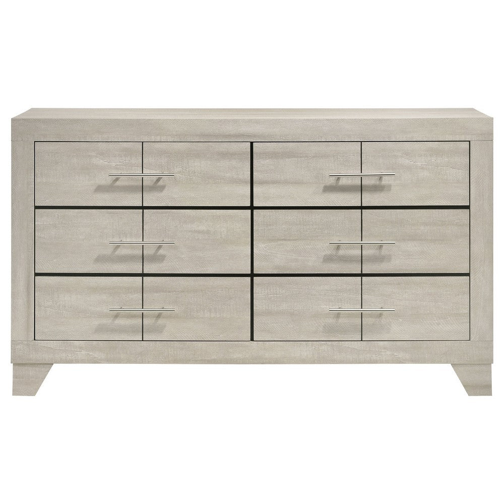 Qanto Wide Dresser with 6 Drawers | Rustic Cream Wood