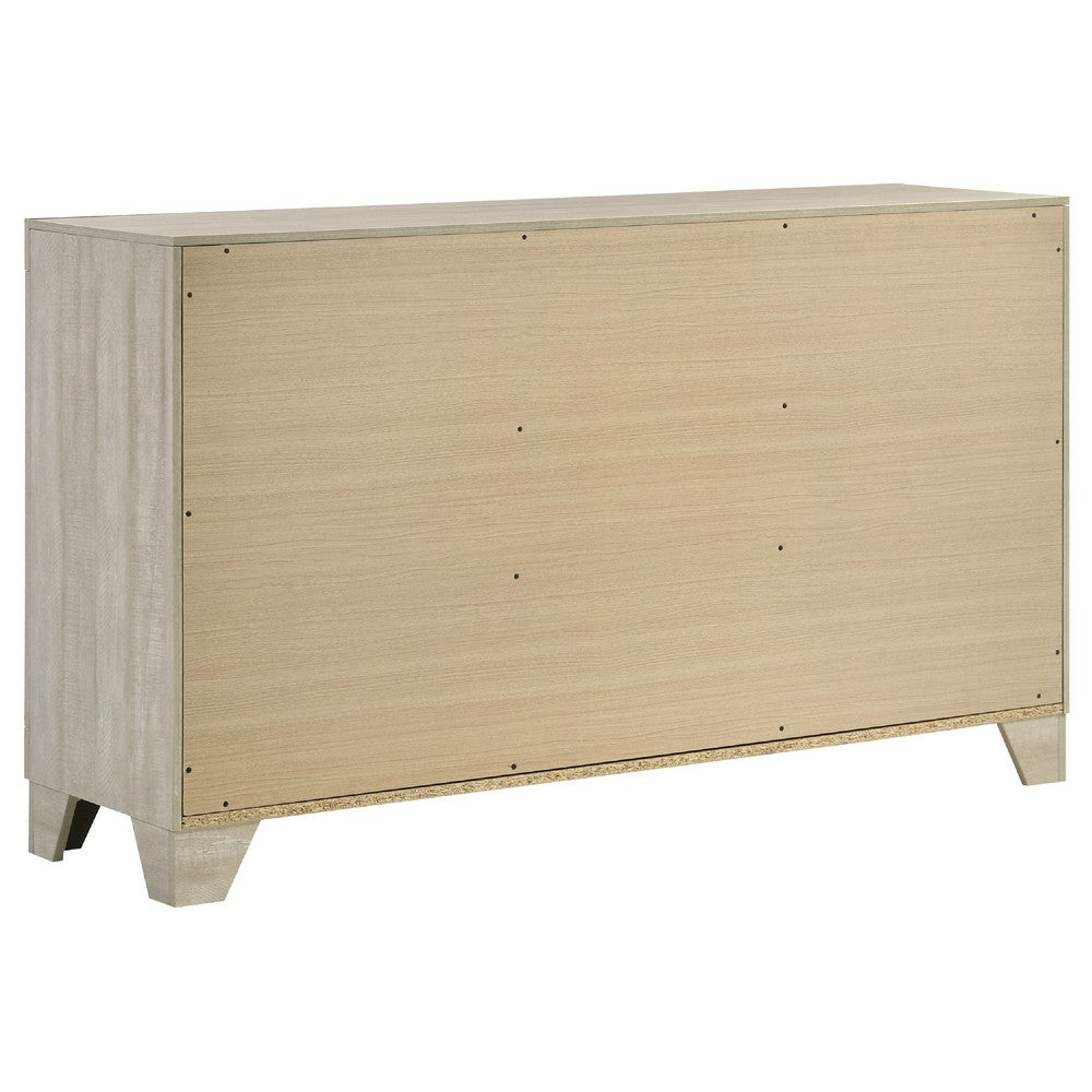 Qanto Wide Dresser with 6 Drawers | Rustic Cream Wood