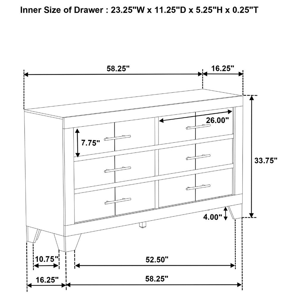 Qanto Wide Dresser with 6 Drawers | Rustic Cream Wood