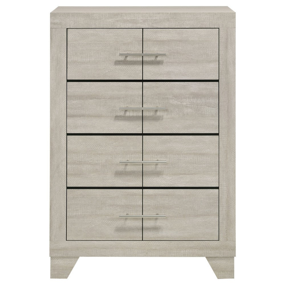 Qanto Tall Dresser Chest with 4 Drawers | Rustic Cream Wood
