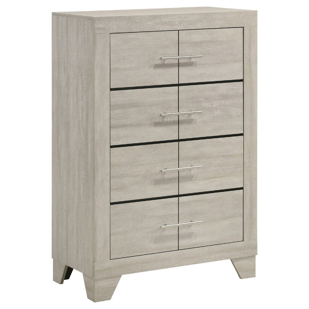 Qanto Tall Dresser Chest with 4 Drawers | Rustic Cream Wood