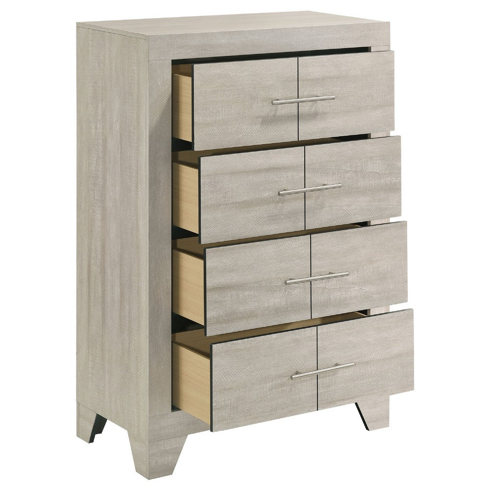 Qanto Tall Dresser Chest with 4 Drawers | Rustic Cream Wood
