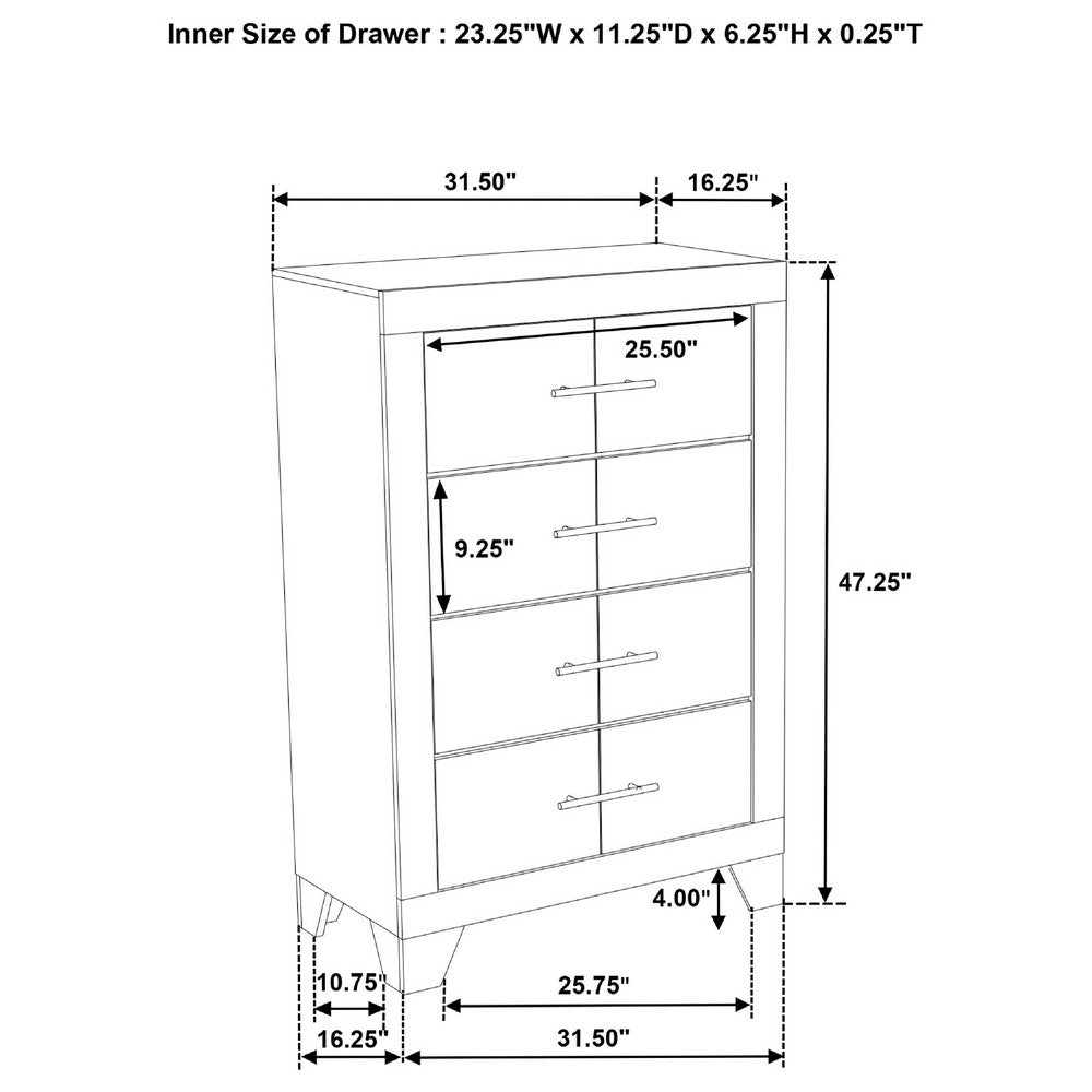Qanto Tall Dresser Chest with 4 Drawers | Rustic Cream Wood