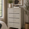 Qanto Tall Dresser Chest with 4 Drawers | Rustic Cream Wood