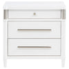 Ruvie Nightst& with 3 Drawers | Metal Post Accent | White Wood 26"