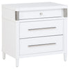 Ruvie Nightst& with 3 Drawers | Metal Post Accent | White Wood 26"