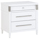 Ruvie Nightst& with 3 Drawers | Metal Post Accent | White Wood 26"