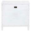 Ruvie Nightst& with 3 Drawers | Metal Post Accent | White Wood 26"