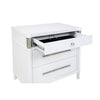 Ruvie Nightst& with 3 Drawers | Metal Post Accent | White Wood 26"