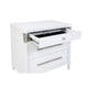 Ruvie Nightst& with 3 Drawers | Metal Post Accent | White Wood 26"