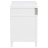 Ruvie Nightst& with 3 Drawers | Metal Post Accent | White Wood 26"