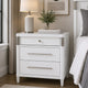 Ruvie Nightst& with 3 Drawers | Metal Post Accent | White Wood 26"