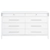 Ruvie Wide Dresser | 8 Drawers w Felt lined Jewellery Drawer | White Wood