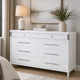 Ruvie Wide Dresser | 8 Drawers w Felt lined Jewellery Drawer | White Wood