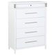 Ruvie Tall Chest 5 Drawers w Felt lined Jewellery Drawer | White Wood