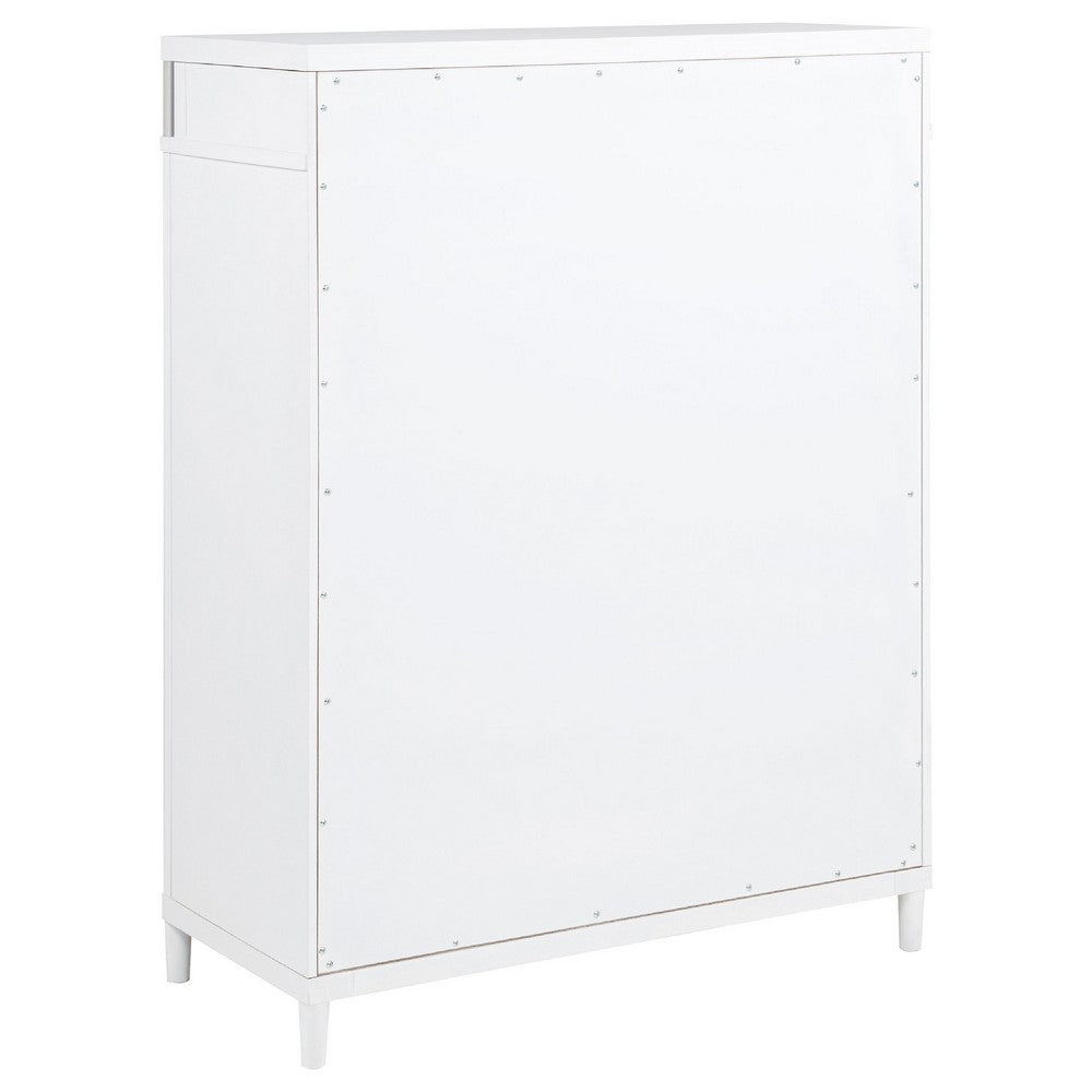 Ruvie Tall Chest 5 Drawers w Felt lined Jewellery Drawer | White Wood