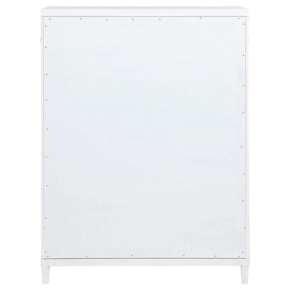 Ruvie Tall Chest 5 Drawers w Felt lined Jewellery Drawer | White Wood