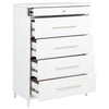 Ruvie Tall Chest 5 Drawers w Felt lined Jewellery Drawer | White Wood