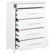 Ruvie Tall Chest 5 Drawers w Felt lined Jewellery Drawer | White Wood