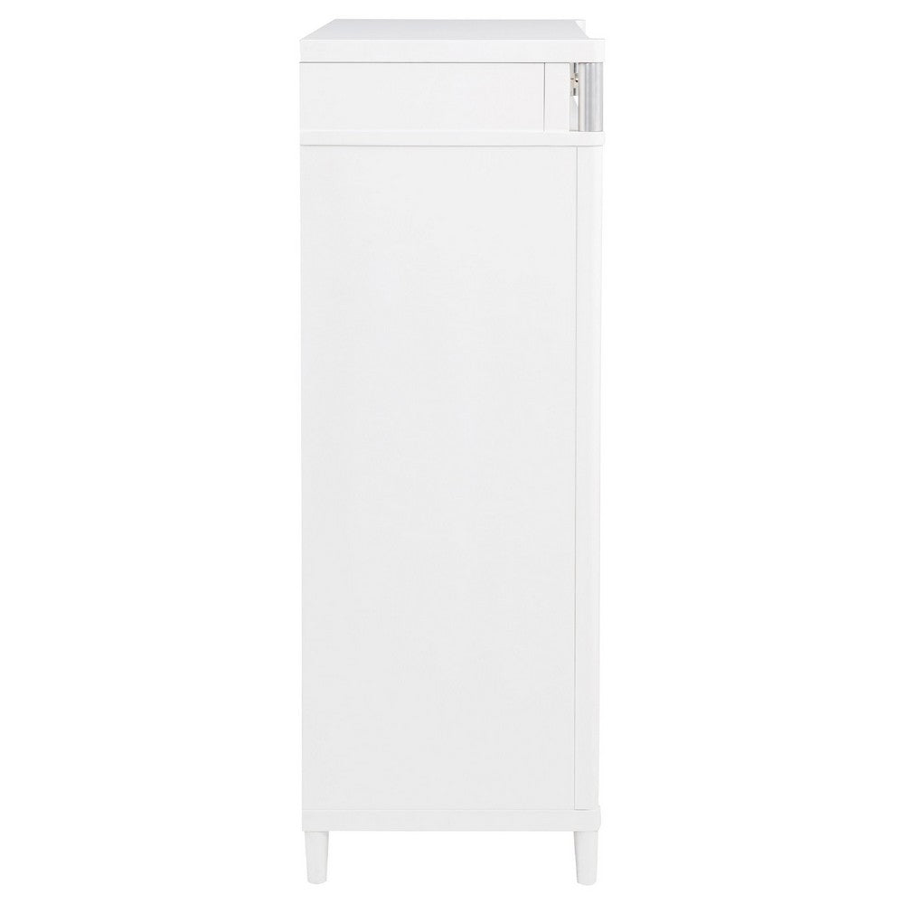 Ruvie Tall Chest 5 Drawers w Felt lined Jewellery Drawer | White Wood