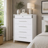 Ruvie Tall Chest 5 Drawers w Felt lined Jewellery Drawer | White Wood