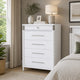 Ruvie Tall Chest 5 Drawers w Felt lined Jewellery Drawer | White Wood
