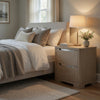 Saina Nightstand with 2 Drawers | Block Feet | Light Elm Wood 27"