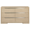 Saina Wide Dresser with 6 Drawers | Fingertip Handles | Brown Wood