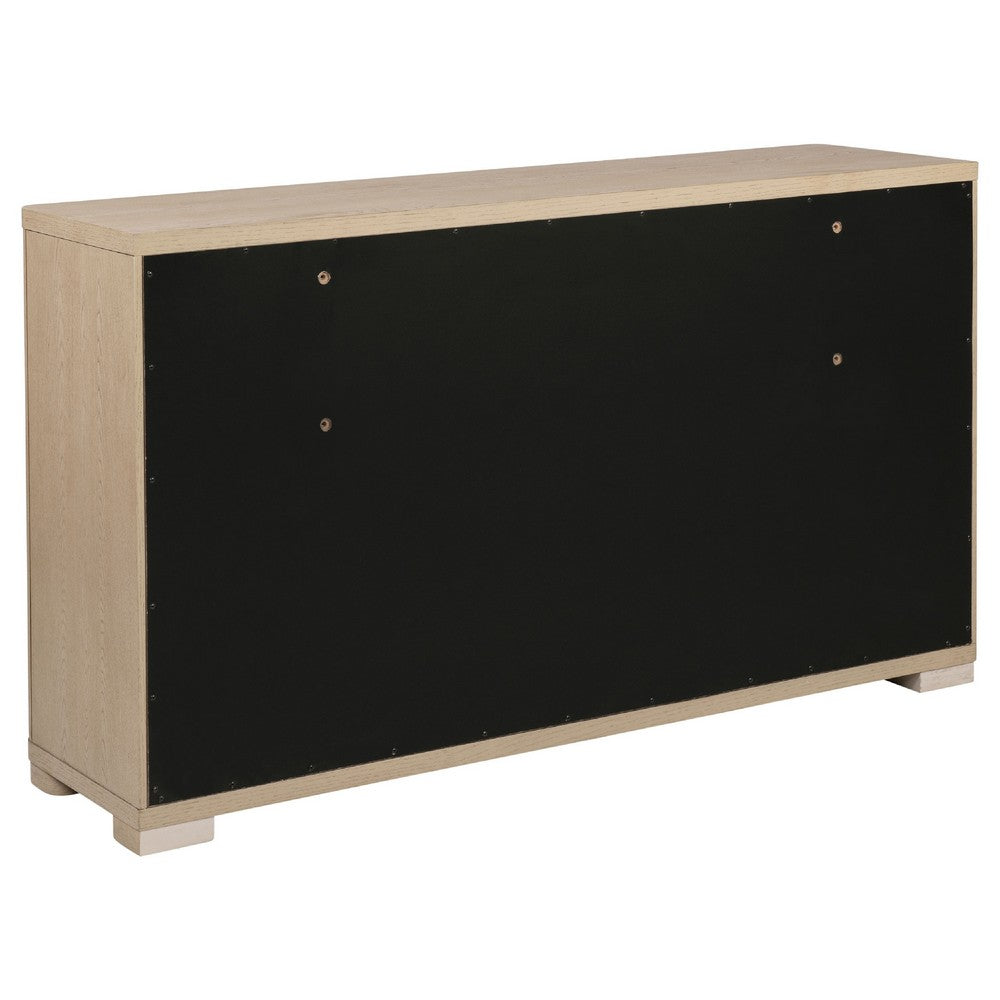 Saina Wide Dresser with 6 Drawers | Fingertip Handles | Brown Wood