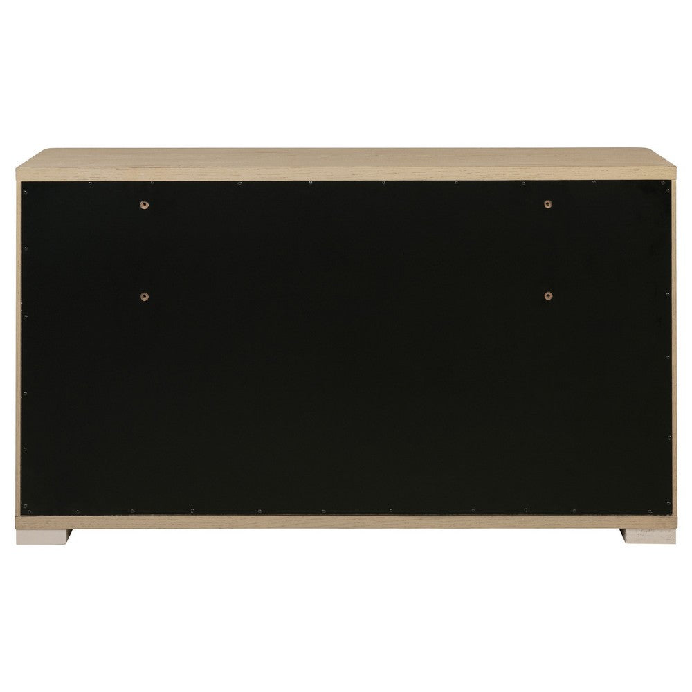 Saina Wide Dresser with 6 Drawers | Fingertip Handles | Brown Wood