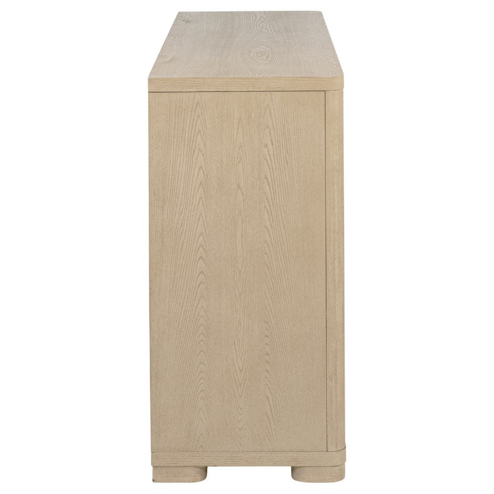 Saina Wide Dresser with 6 Drawers | Fingertip Handles | Brown Wood